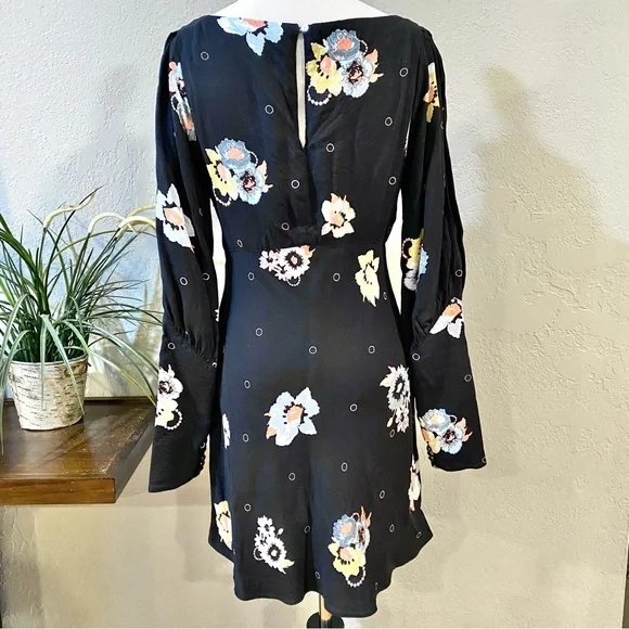 EUC Free People SunShadows Black Floral Dress, 4 - Picture 7 of 15